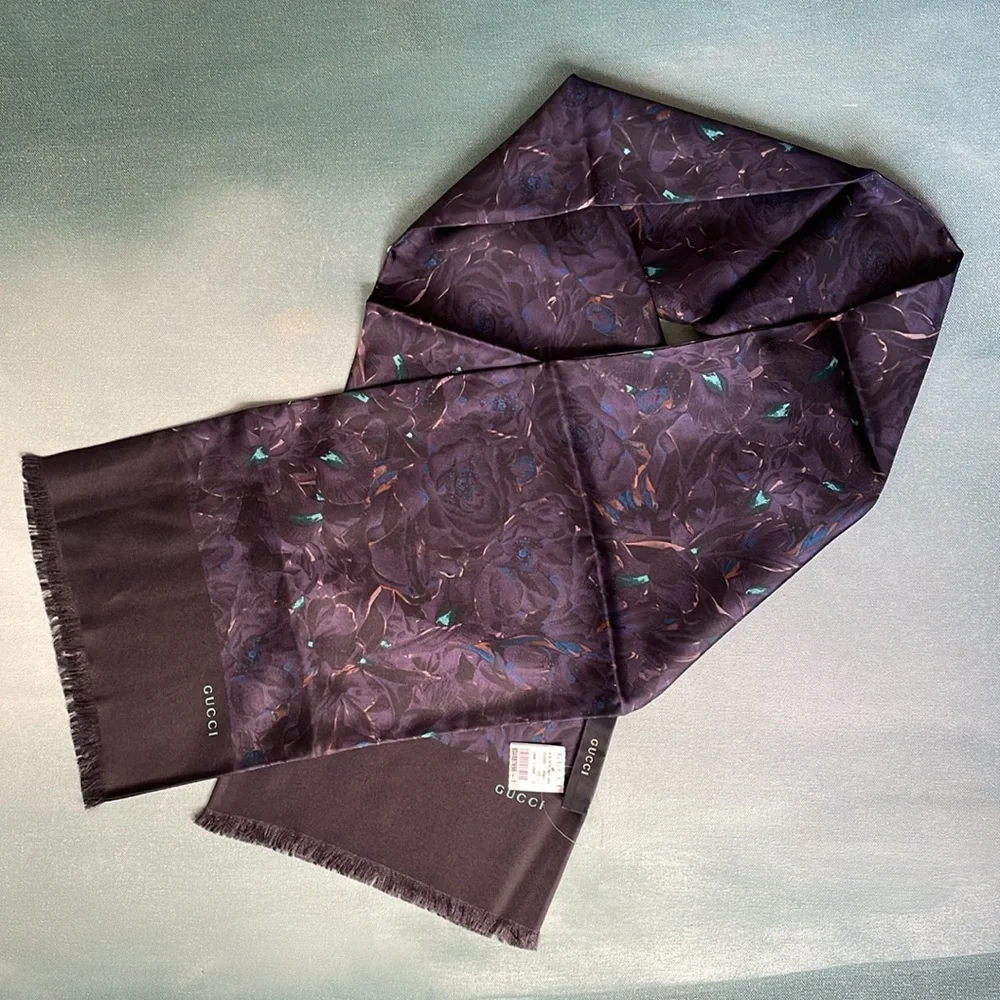 Authentic Gucci Floral Silk Scarf Runway 2012